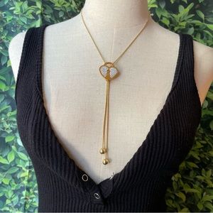 Adjustable Heart Lock Eternity Lariat Necklace